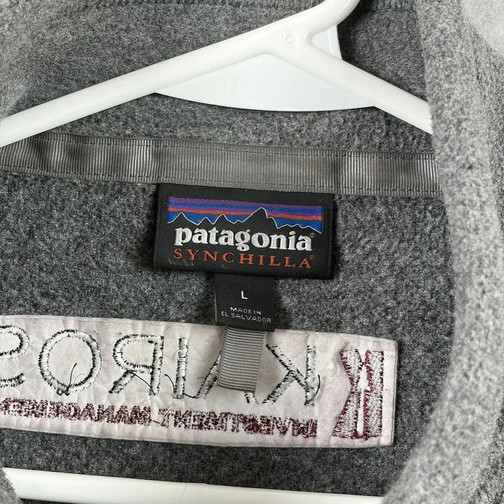 Patagonia Synchilla Vest Mens Large‎ Gray Full Zip Fleece Pockets Preppy Logo